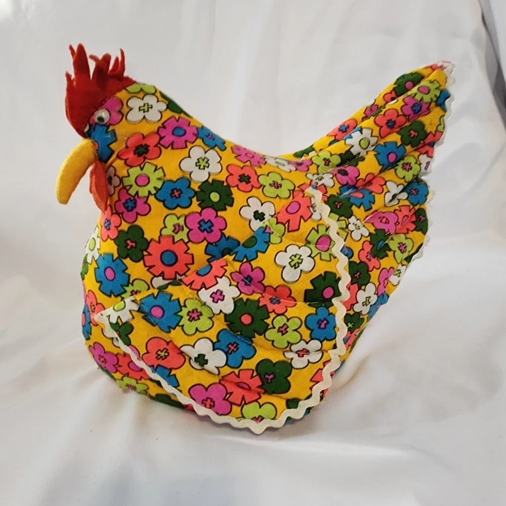 Vintage Handmade Primitive Rooster Farm Decor Stuffed Fabric Doorstop Chicken